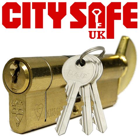 Brass 1* Kitemarked Thumb Turn Euro Cylinders