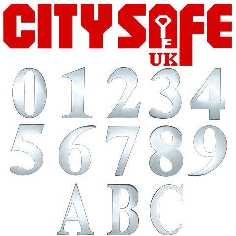 Mirror Polished 3 Inch Self Adhesive Door Numbers and Letters
