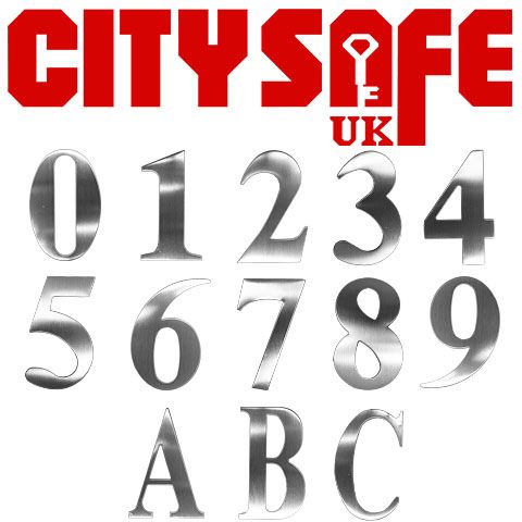 Satin Stainless 3 Inch Self Adhesive Door Numbers and Letters
