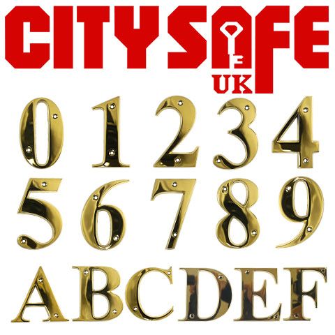 PVD Gold 3 Inch Bevelled Edge Door Numbers and Letters