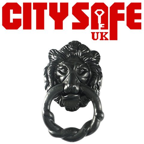 Black Iron 2 Piece Lions Head Door Knocker